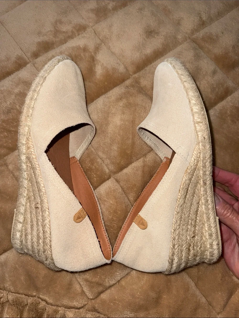 VERBENAS Tan Suede Espadrille Wedge for Women